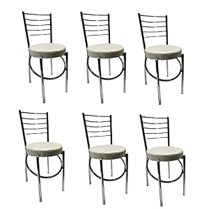 goyalson office home study chair ergonomic dining chair hotel restaurant chair with steel chrome polish and leatherite seat 6 grey