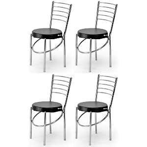 goyal steel amp furniture office home study ergonomic dining chair hotel restaurant chair with steel chrome polish and leatherite seat 4 black standard