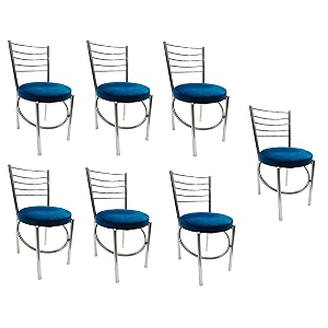 goyalson office home study chair ergonomic dining chair hotel restaurant chair with steel chrome polish and leatherite seat 7 blue