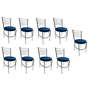 goyalson office home study chair ergonomic dining chair hotel restaurant chair with steel chrome polish and leatherite seat 9 blue