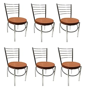 goyalson office home study chair ergonomic dining chair hotel restaurant chair with steel chrome polish and leatherite seat 6 brown