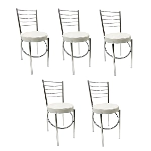 goyalson office home study chair ergonomic dining chair hotel restaurant chair with steel chrome polish and leatherite seat 5 grey