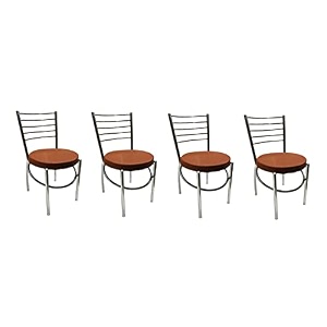 goyalson office home study chair ergonomic dining chair hotel restaurant chair with steel chrome polish and leatherite seat 4 brown