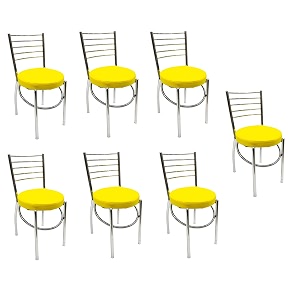 goyalson office home study chair ergonomic dining chair hotel restaurant chair with steel chrome polish and leatherite seat 7 yellow