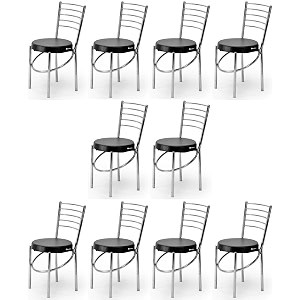 goyalson office home study chair ergonomic dining chair hotel restaurant chair with steel chrome polish and leatherite seat 10 black