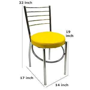 goyalson office home study chair ergonomic dining chair hotel restaurant chair with steel chrome polish and leatherite seat 1 yellow