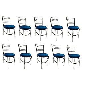 goyal steel amp furniture office home study ergonomic dining chair hotel restaurant chair with steel chrome polish and leatherite seat 10 blue standard