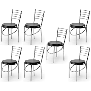 goyalson office home study chair ergonomic dining chair hotel restaurant chair with steel chrome polish and leatherite seat 7 black