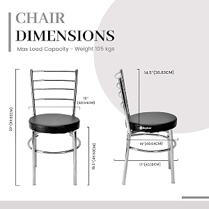 goyal steel amp furniture steel dining chair with cushion comfortable multi-purpose chair heavy duty for caf study hostel restaurant home office 1 black standard