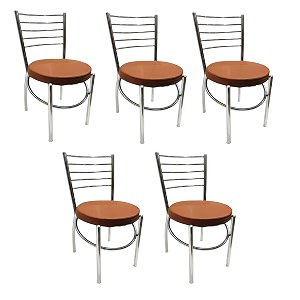 goyalson office home study chair ergonomic dining chair hotel restaurant chair with steel chrome polish and leatherite seat 5 brown