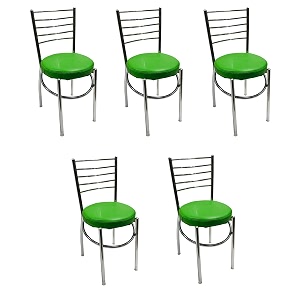 goyalson office home study chair ergonomic dining chair hotel restaurant chair with steel chrome polish and leatherite seat 5 green