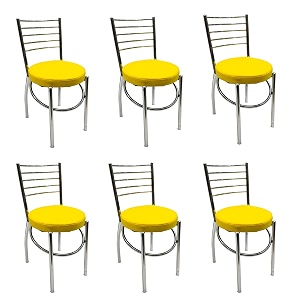 goyalson office home study chair ergonomic dining chair hotel restaurant chair with steel chrome polish and leatherite seat 6 yellow