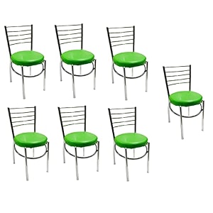 goyalson office home study chair ergonomic dining chair hotel restaurant chair with steel chrome polish and leatherite seat 7 green