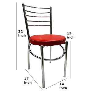goyalson office home study chair ergonomic dining chair hotel restaurant chair with steel chrome polish and leatherite seat 10 red
