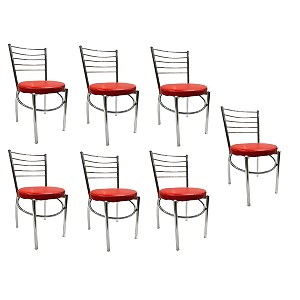 goyalson office home study chair ergonomic dining chair hotel restaurant chair with steel chrome polish and leatherite seat 7 red