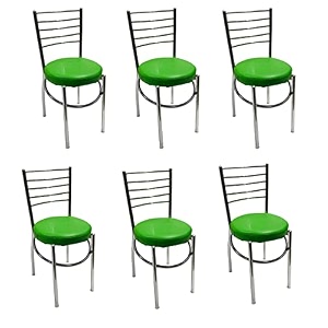 goyalson office home study chair ergonomic dining chair hotel restaurant chair with steel chrome polish and leatherite seat 6 green