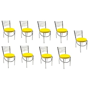 goyalson office home study chair ergonomic dining chair hotel restaurant chair with steel chrome polish and leatherite seat 9 yellow