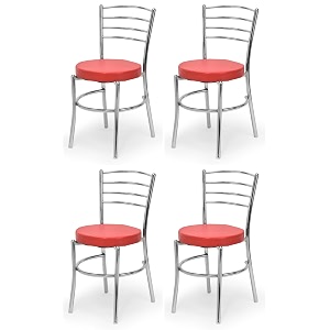 goyal steel amp furniture steel dining chair with cushion comfortable multi-purpose chair heavy duty for caf study hostel restaurant home office 4 red standard