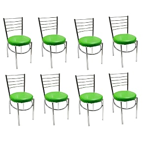 goyalson office home study chair ergonomic dining chair hotel restaurant chair with steel chrome polish and leatherite seat 8 green