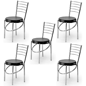 goyalson office home study chair ergonomic dining chair hotel restaurant chair with steel chrome polish and leatherite seat 5 black