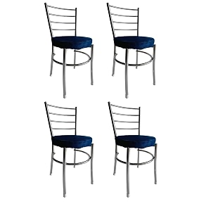 goyal steel amp furniture steel dining chair with cushion comfortable multi-purpose chair heavy duty for caf study hostel restaurant home office 4 blue standard