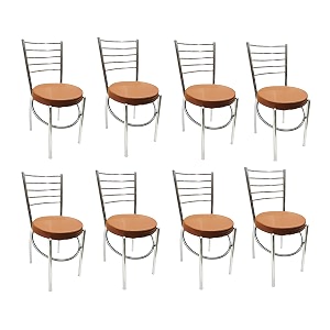 goyalson office home study chair ergonomic dining chair hotel restaurant chair with steel chrome polish and leatherite seat 8 brown
