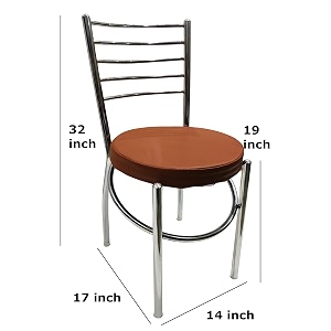 goyalson office home study chair ergonomic dining chair hotel restaurant chair with steel chrome polish and leatherite seat 2 brown