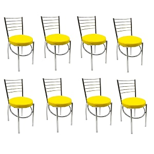goyalson office home study chair ergonomic dining chair hotel restaurant chair with steel chrome polish and leatherite seat 8 yellow