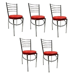 goyalson office home study chair ergonomic dining chair hotel restaurant chair with steel chrome polish and leatherite seat 5 red