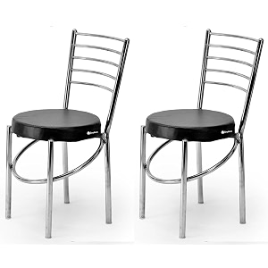 goyalson office home study chair ergonomic dining chair hotel restaurant chair with steel chrome polish and leatherite seat 2 black