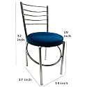GOYALSON Office Home Study Chair Ergonomic Dining Chair Hotel Restaurant Chair with Steel Chrome Polish and leatherite seat (1, Blue)