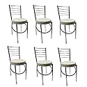 GOYALSON Office Home Study Chair Ergonomic Dining Chair Hotel Restaurant Chair with Steel Chrome Polish and leatherite seat (6, Grey)