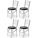 Goyal steel &amp; furniture Office Home Study Ergonomic Dining Chair Hotel Restaurant Chair with Steel Chrome Polish and leatherite seat (4, Black, Standard)