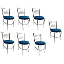 GOYALSON Office Home Study Chair Ergonomic Dining Chair Hotel Restaurant Chair with Steel Chrome Polish and leatherite seat (7, Blue)