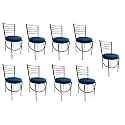 GOYALSON Office Home Study Chair Ergonomic Dining Chair Hotel Restaurant Chair with Steel Chrome Polish and leatherite seat (9, Blue)