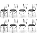 GOYALSON Office Home Study Chair Ergonomic Dining Chair Hotel Restaurant Chair with Steel Chrome Polish and leatherite seat (8, Black)