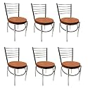 GOYALSON Office Home Study Chair Ergonomic Dining Chair Hotel Restaurant Chair with Steel Chrome Polish and leatherite seat (6, Brown)