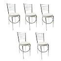 GOYALSON Office Home Study Chair Ergonomic Dining Chair Hotel Restaurant Chair with Steel Chrome Polish and leatherite seat (5, Grey)