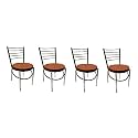 GOYALSON Office Home Study Chair Ergonomic Dining Chair Hotel Restaurant Chair with Steel Chrome Polish and leatherite seat (4, Brown)