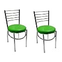 GOYALSON Office Home Study Chair Ergonomic Dining Chair Hotel Restaurant Chair with Steel Chrome Polish and leatherite seat (2, Green)