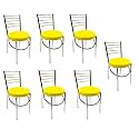 GOYALSON Office Home Study Chair Ergonomic Dining Chair Hotel Restaurant Chair with Steel Chrome Polish and leatherite seat (7, Yellow)