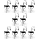 GOYALSON Office Home Study Chair Ergonomic Dining Chair Hotel Restaurant Chair with Steel Chrome Polish and leatherite seat (10, Black)