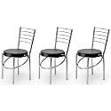 GOYALSON Office Home Study Chair Ergonomic Dining Chair Hotel Restaurant Chair with Steel Chrome Polish and leatherite seat (3, Black)