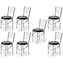 GOYALSON Office Home Study Chair Ergonomic Dining Chair Hotel Restaurant Chair with Steel Chrome Polish and leatherite seat (7, Black)