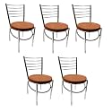 GOYALSON Office Home Study Chair Ergonomic Dining Chair Hotel Restaurant Chair with Steel Chrome Polish and leatherite seat (5, Brown)