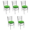 GOYALSON Office Home Study Chair Ergonomic Dining Chair Hotel Restaurant Chair with Steel Chrome Polish and leatherite seat (5, Green)