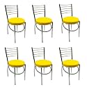 GOYALSON Office Home Study Chair Ergonomic Dining Chair Hotel Restaurant Chair with Steel Chrome Polish and leatherite seat (6, Yellow)