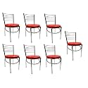 GOYALSON Office Home Study Chair Ergonomic Dining Chair Hotel Restaurant Chair with Steel Chrome Polish and leatherite seat (7, Red)