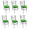 GOYALSON Office Home Study Chair Ergonomic Dining Chair Hotel Restaurant Chair with Steel Chrome Polish and leatherite seat (6, Green)