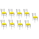 GOYALSON Office Home Study Chair Ergonomic Dining Chair Hotel Restaurant Chair with Steel Chrome Polish and leatherite seat (9, Yellow)